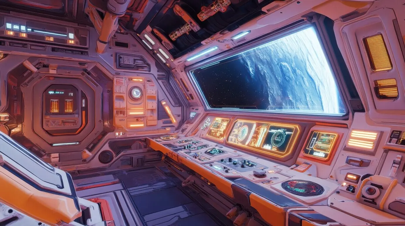 Steuertisch eines Raumfahrzeugs